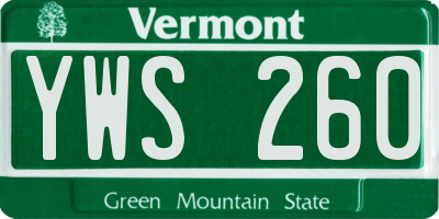VT license plate YWS260