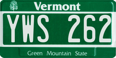 VT license plate YWS262