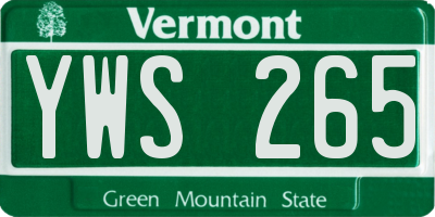 VT license plate YWS265
