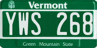 VT license plate YWS268