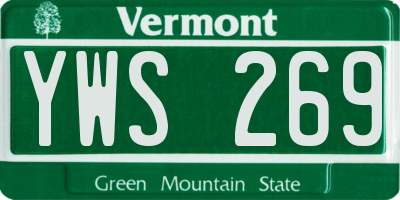 VT license plate YWS269