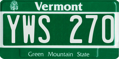VT license plate YWS270