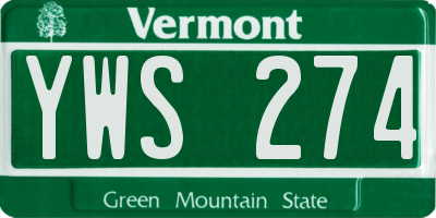 VT license plate YWS274