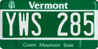 VT license plate YWS285