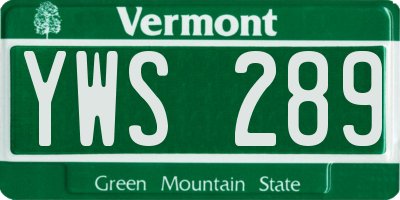 VT license plate YWS289