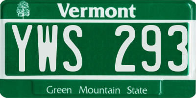 VT license plate YWS293
