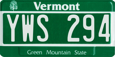 VT license plate YWS294