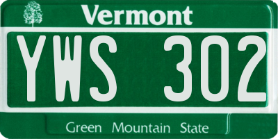 VT license plate YWS302
