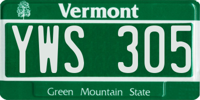 VT license plate YWS305