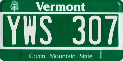 VT license plate YWS307