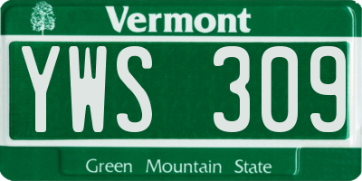 VT license plate YWS309