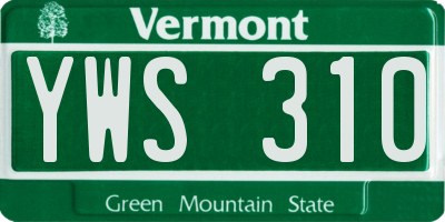 VT license plate YWS310