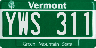 VT license plate YWS311