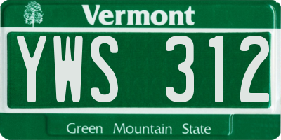 VT license plate YWS312