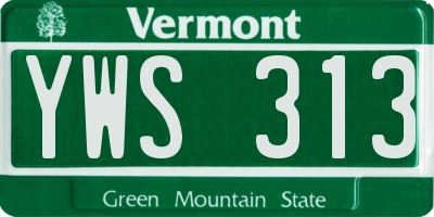 VT license plate YWS313