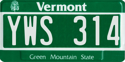 VT license plate YWS314