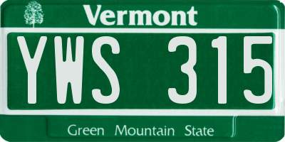 VT license plate YWS315