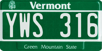 VT license plate YWS316