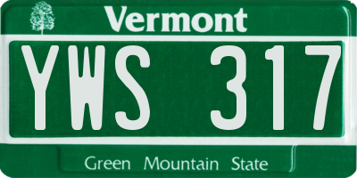 VT license plate YWS317