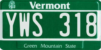 VT license plate YWS318