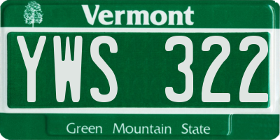 VT license plate YWS322