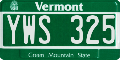 VT license plate YWS325