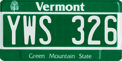 VT license plate YWS326