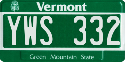 VT license plate YWS332