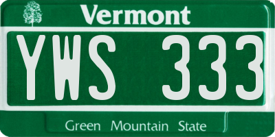 VT license plate YWS333