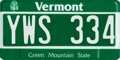 VT license plate YWS334