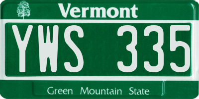VT license plate YWS335