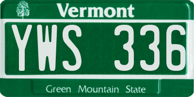 VT license plate YWS336