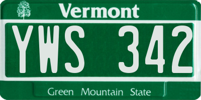 VT license plate YWS342