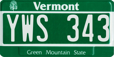 VT license plate YWS343