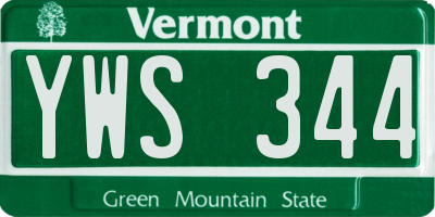 VT license plate YWS344