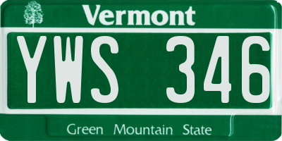 VT license plate YWS346