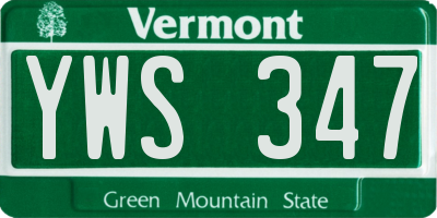 VT license plate YWS347