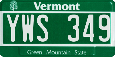 VT license plate YWS349