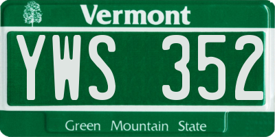 VT license plate YWS352