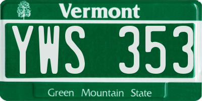 VT license plate YWS353