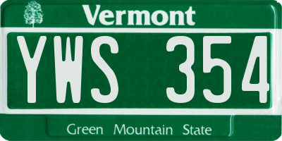 VT license plate YWS354