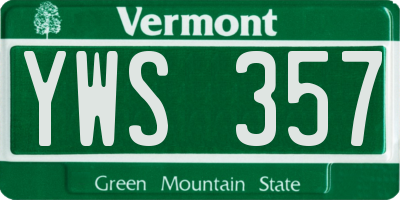 VT license plate YWS357