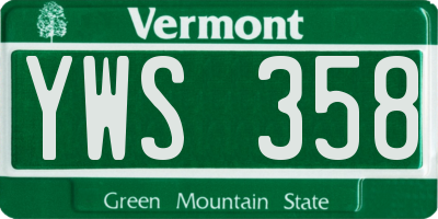 VT license plate YWS358