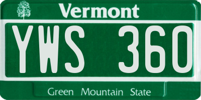 VT license plate YWS360