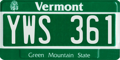 VT license plate YWS361