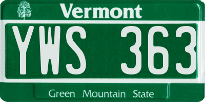 VT license plate YWS363