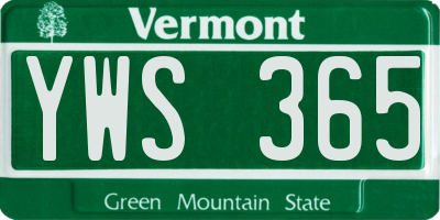 VT license plate YWS365