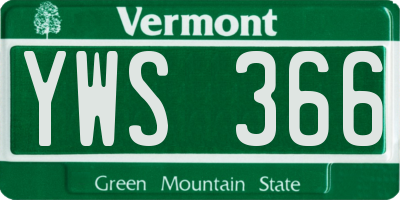 VT license plate YWS366