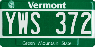 VT license plate YWS372