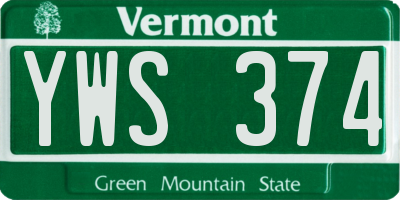 VT license plate YWS374